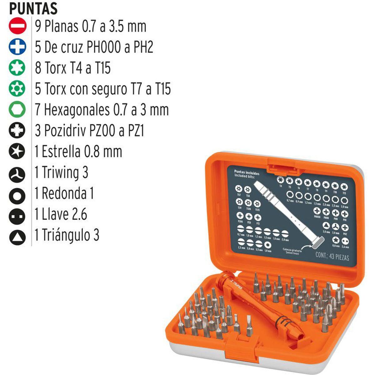 TRUPER - Destornillador Joyero 42 Piezas Xbox Ps4 Pin De Seguridad Truper