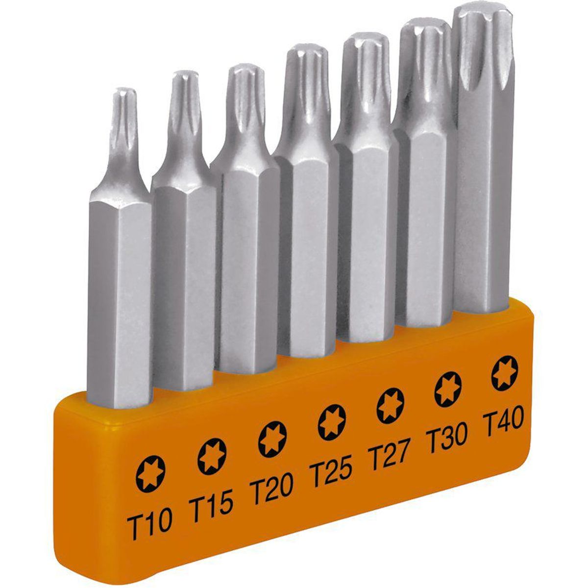 TRUPER - Juego De 7 Puntas Torx Sin Pin De Seguridad, Largo De 2" Truper