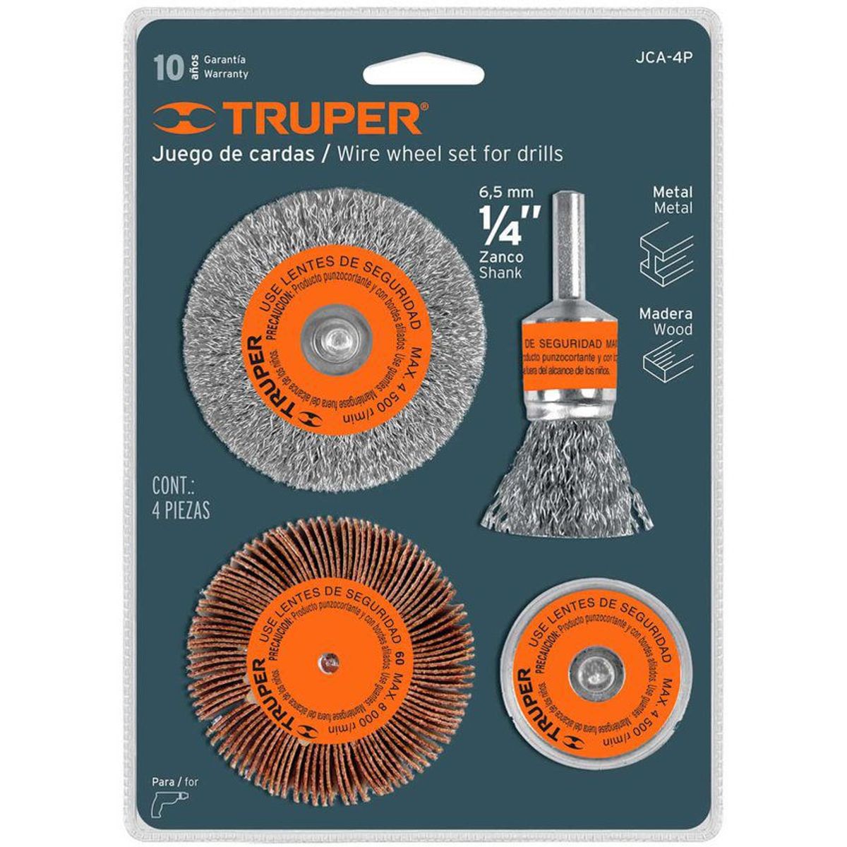TRUPER - Juego De 4 Gratas Para Metal Y Madera, Zanco De 1/4" Truper