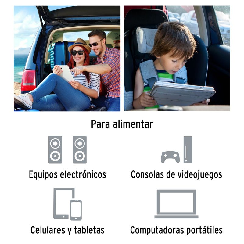 TRUPER - Inversor De Corriente 400 W Para Carro, Con Usb Y 2 Enchufes Truper