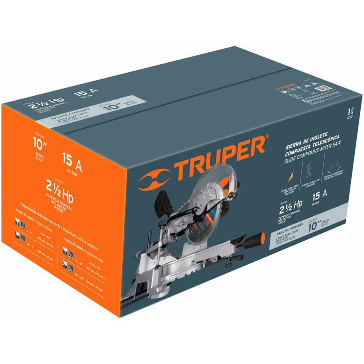TRUPER - Sierra De Inglete Telescópica De 10", 1.900 W Y Guía Laser Truper