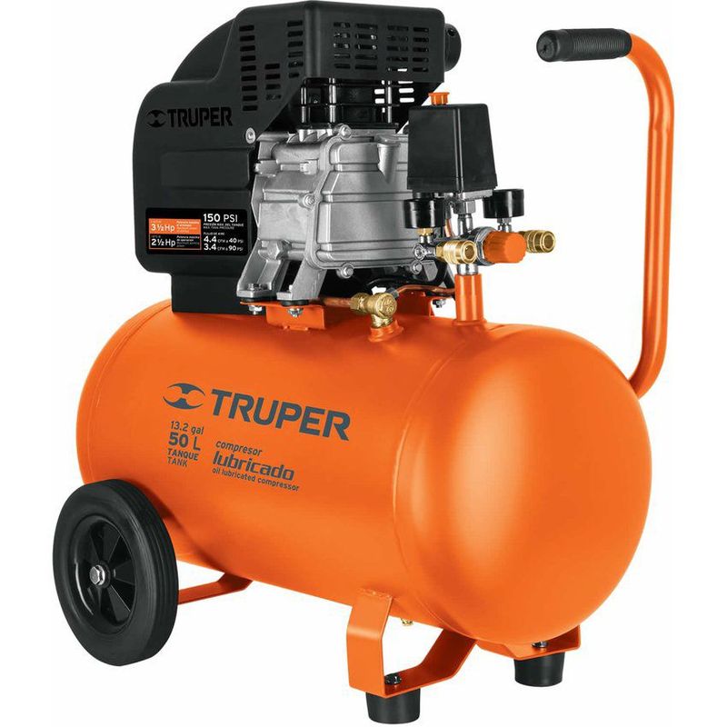 TRUPER - Compresor De Aire De 3.1/2 Hp, 50 Litros Con Bobina De Cobre Truper