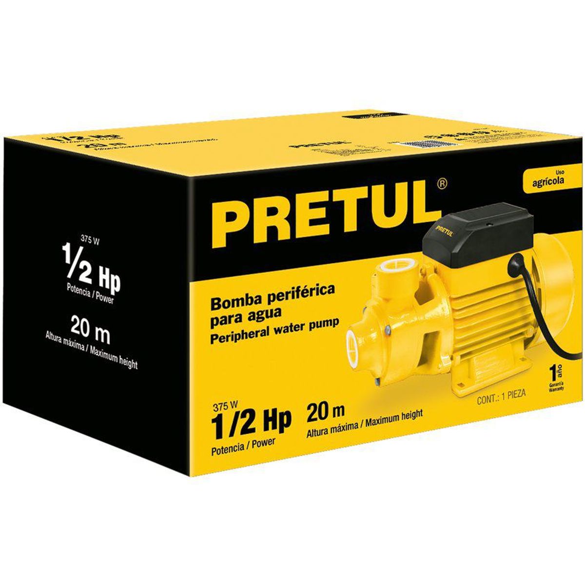 PRETUL - Motobomba Bomba Eléctrica Periférica De 1/2 Hp Para Agua Pretul