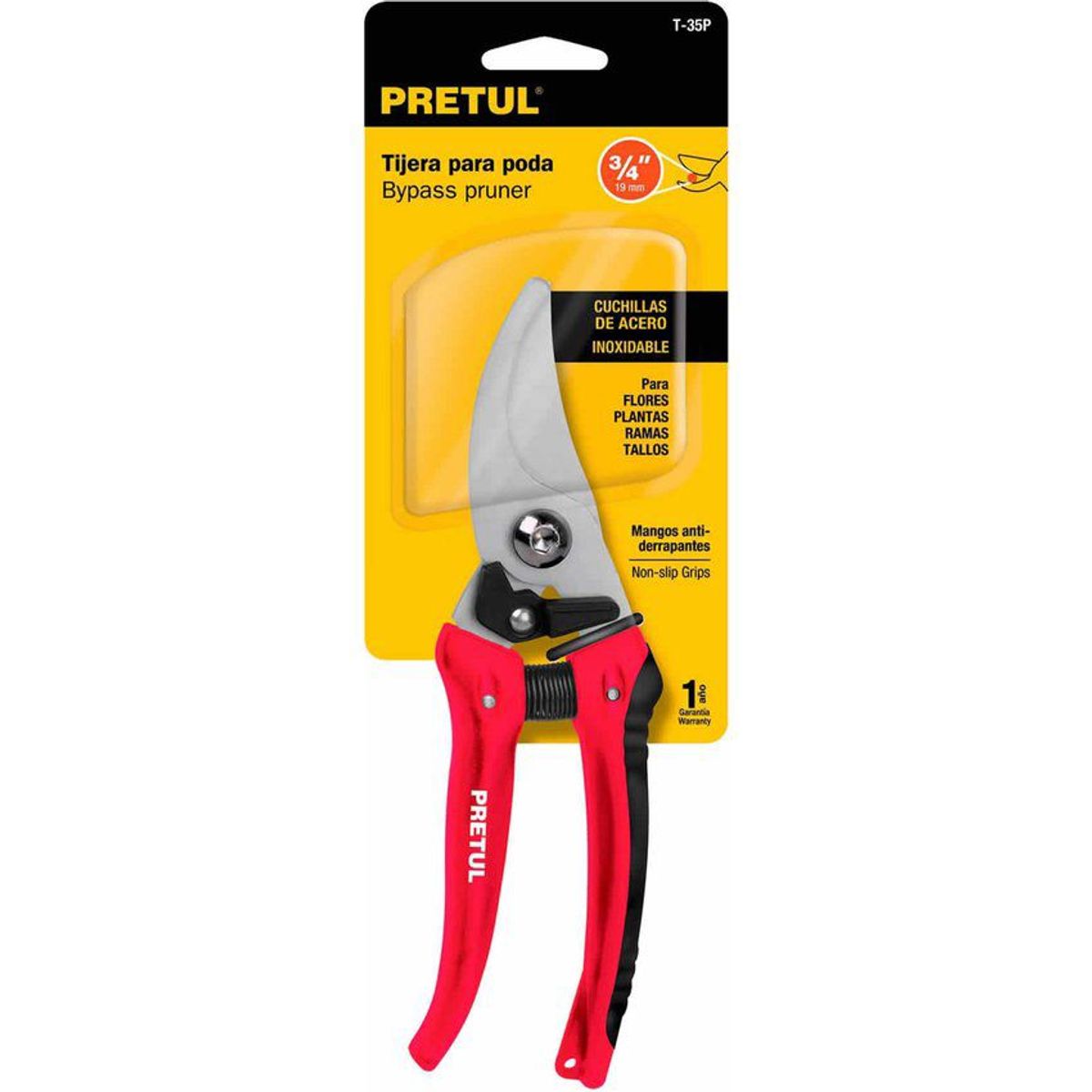 PRETUL - Tijera para Poda de 20 cm con Cuchilla en Acero Inoxidable Pretul