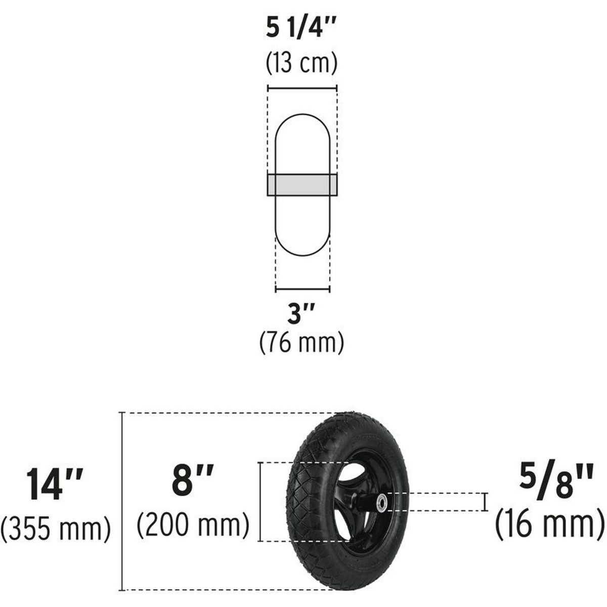 PRETUL - Rueda O Llanta Neumática De 14" X 3" Para Carretilla Pretul