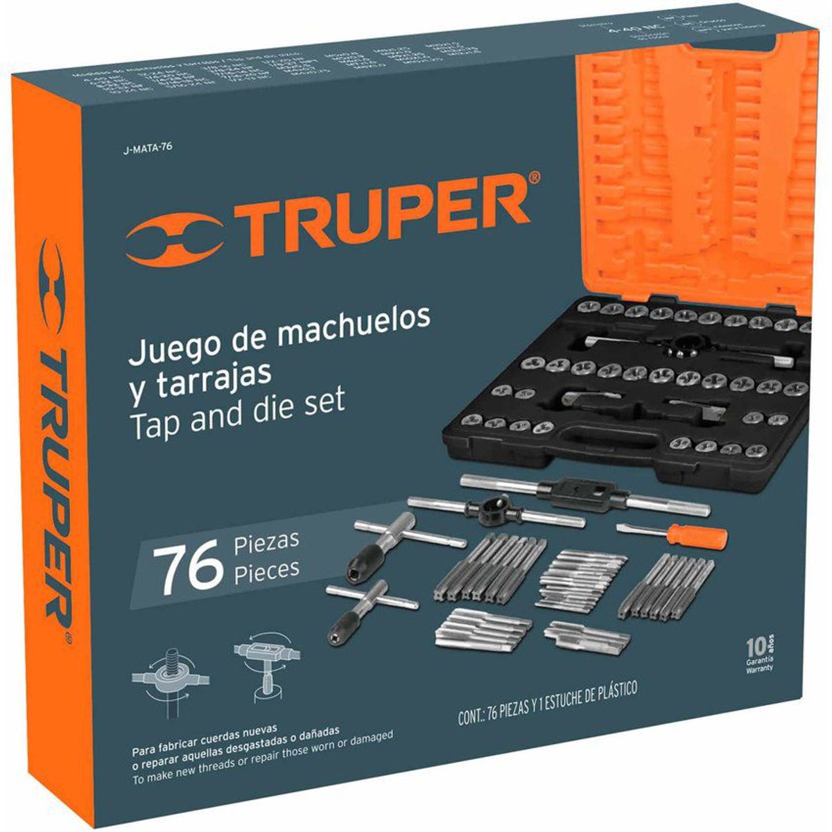 TRUPER - Juego de Machuelos y Tarrajas de 76 Piezas, Incluye Estuche Truper