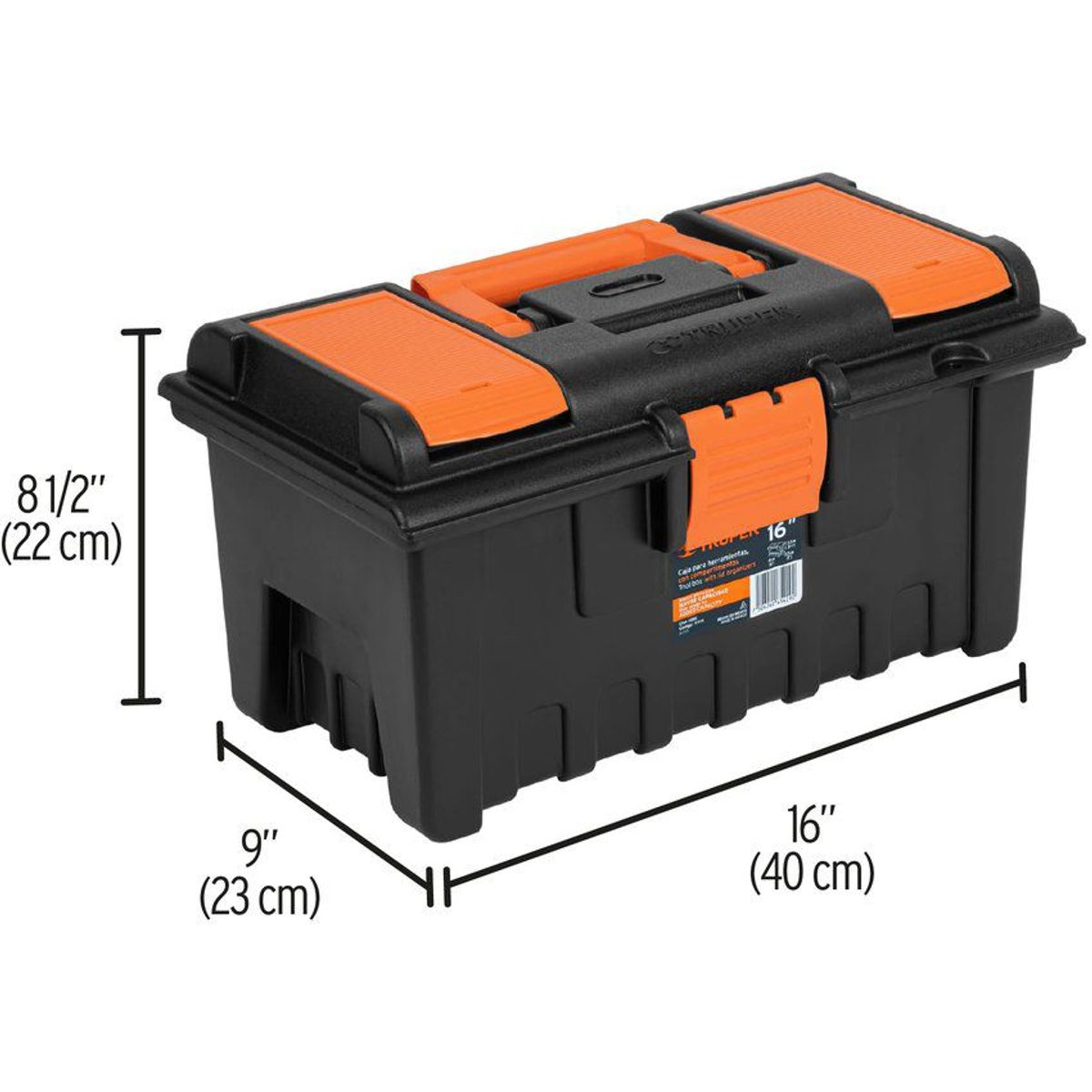 TRUPER - Caja De Herramientas De 23 Cm Con Charola Y Compartimientos Truper