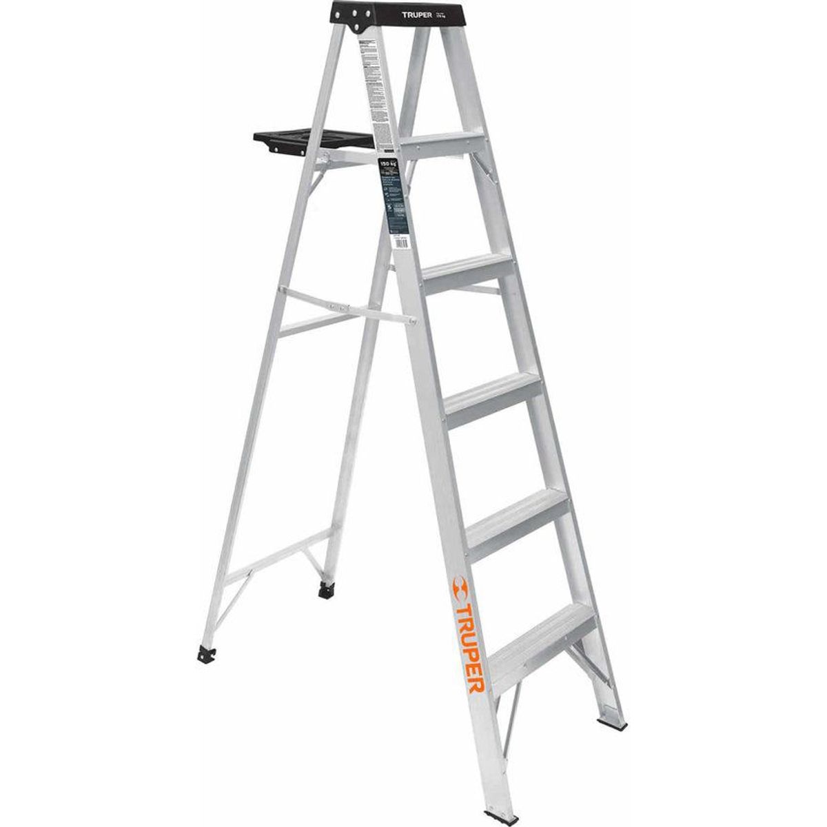 TRUPER - Escalera De 6 Escalones - 5 Peldaños Con Bandeja, Tipo 3 Truper