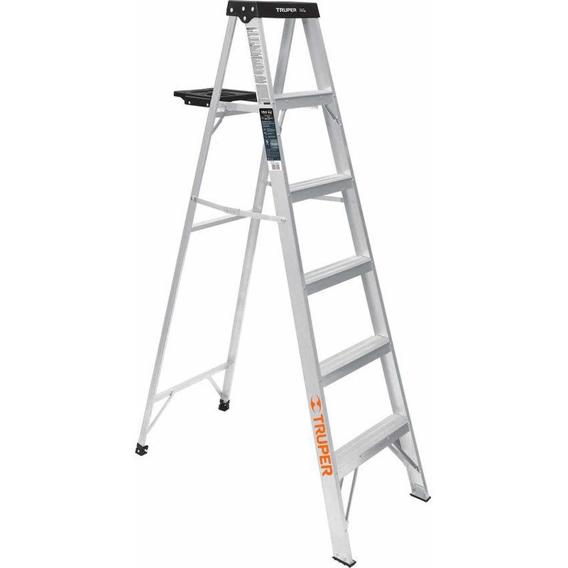 TRUPER - Escalera De 6 Escalones - 5 Peldaños Con Bandeja, Tipo 3 Truper
