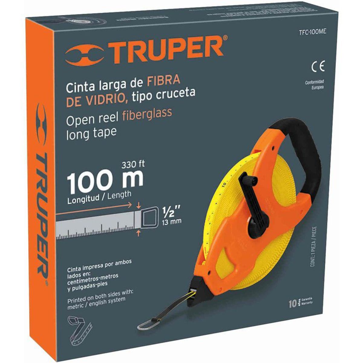 TRUPER - Cinta Métrica O Decámetro De 100 Metros En Fibra De Vidrio Truper