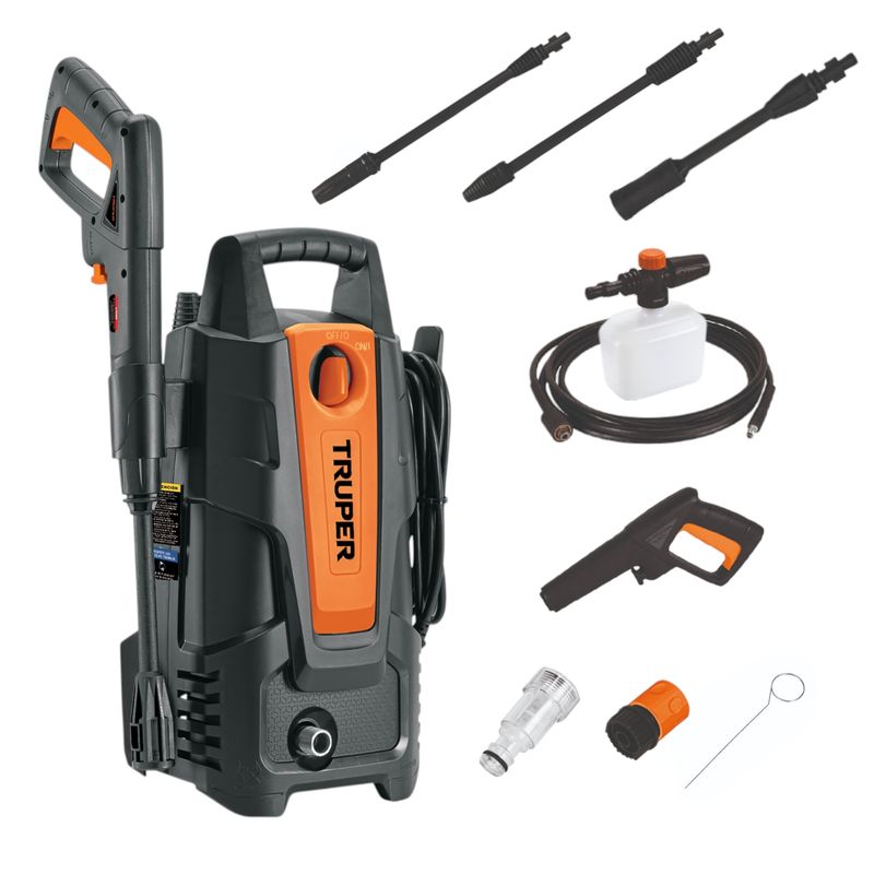 TRUPER - Hidrolavadora Eléctrica De 1.500 Psi, 1.400 W Con Jabonera Truper