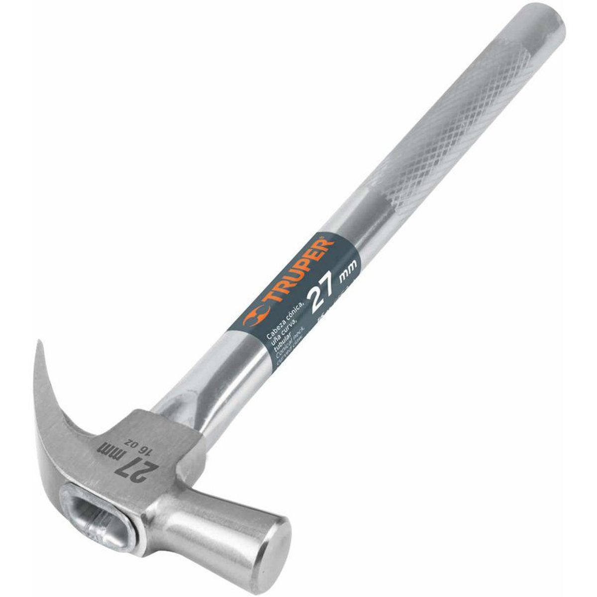 TRUPER - Martillo Tubular Pulido De 16 Oz, Uña Curva, Antiderrapante Truper
