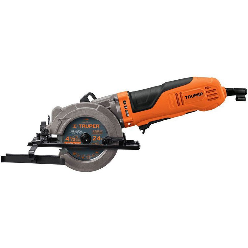 TRUPER - Sierra Circular Compacta De 4.1/2", 750 W, Uso Profesional Truper