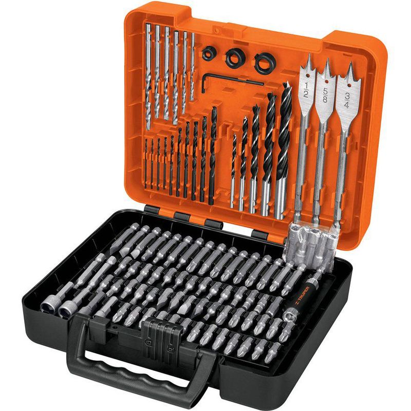 TRUPER - Juego De Brocas, Copas Y Puntas De 100 Piezas Con Estuche Truper