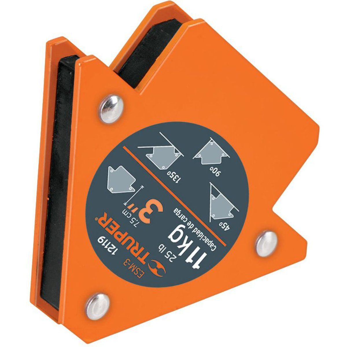 TRUPER - Escuadra Magnética De 3" Protector De Nylon, Soporta 11 Kg Truper