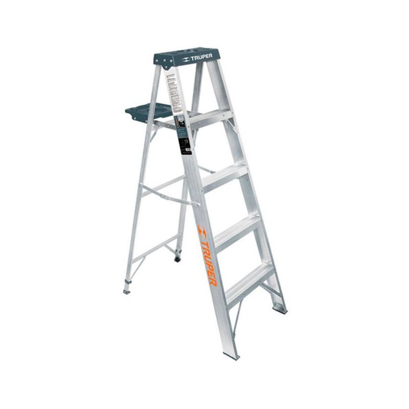TRUPER - Escalera De 5 Escalones - 4 Peldaños Con Bandeja, Tipo 3 Truper