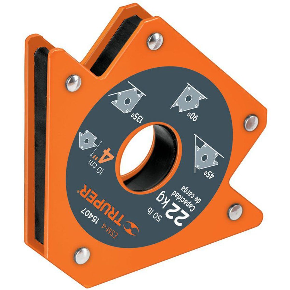 TRUPER - Escuadra Magnética De 4" Protector De Nylon, Soporta 22 Kg Truper