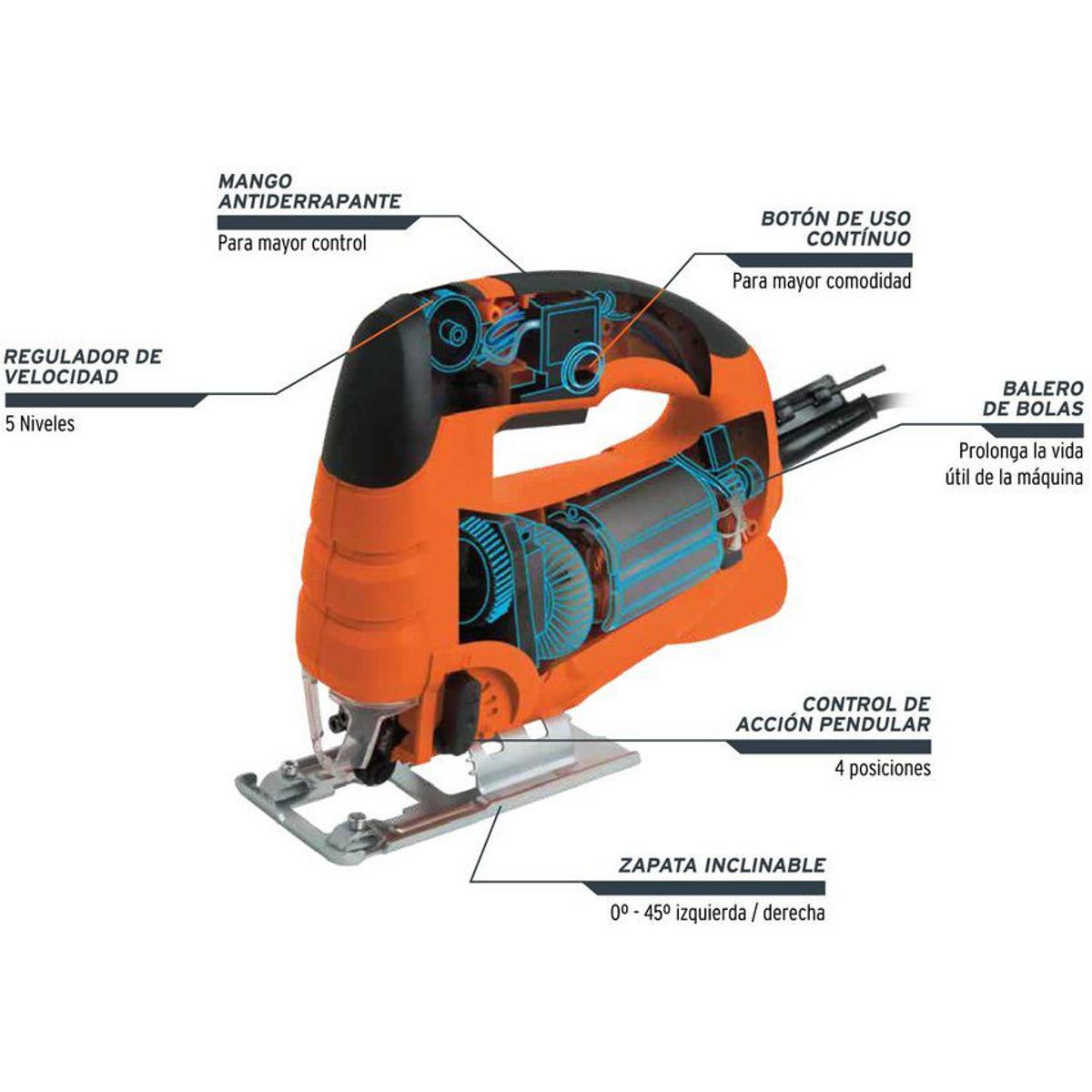 TRUPER - Sierra Caladora Profesional De 550 W Con Zanco Tipo T Truper