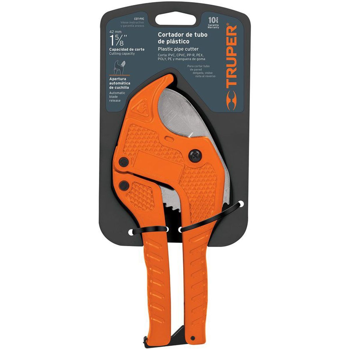 TRUPER - Cortador Tipo Tijera Para Tubo De Pvc Plástico De 41 Mm Truper