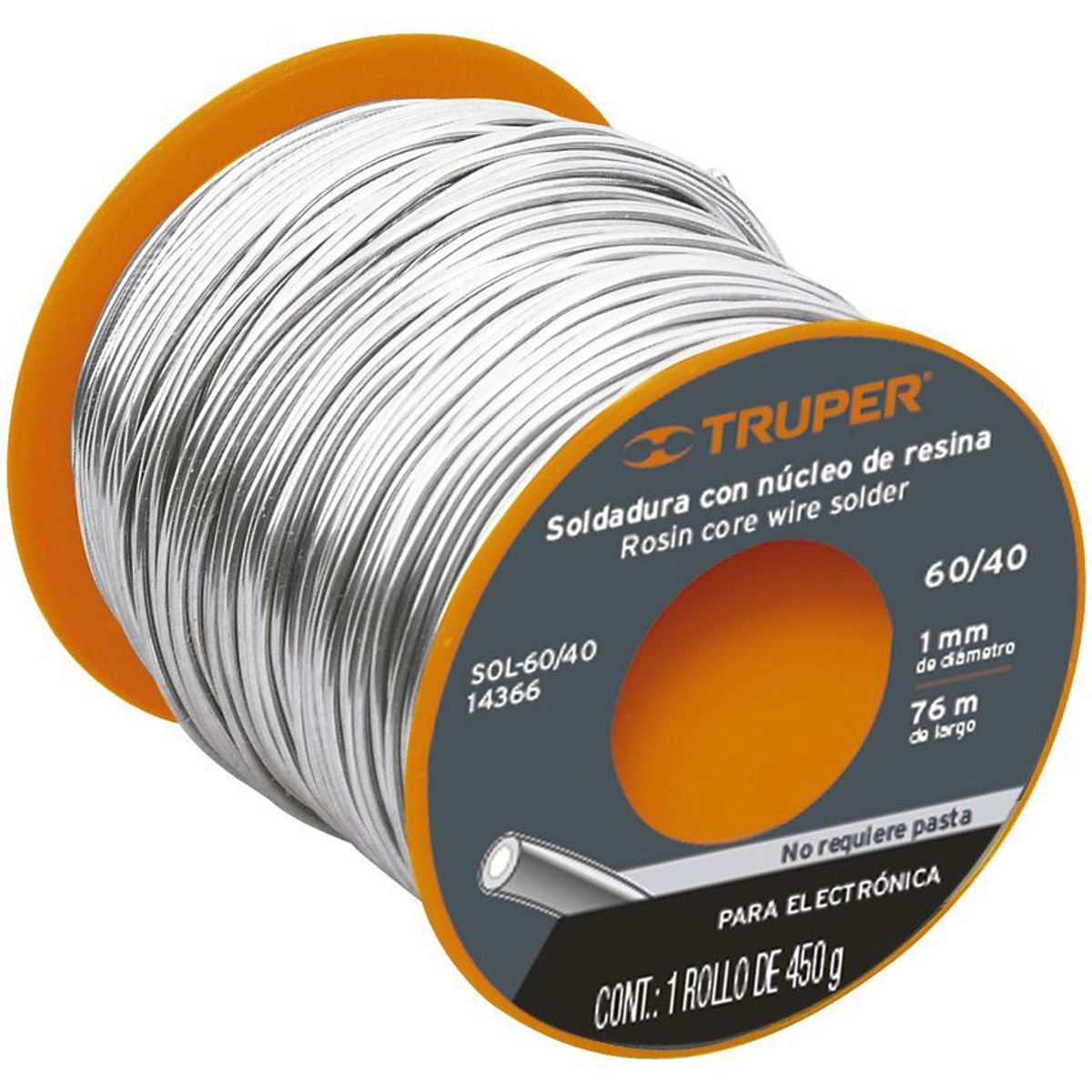 TRUPER - Soldadura De Estaño Para Electrónica 60/40, Núcleo De Resina Truper