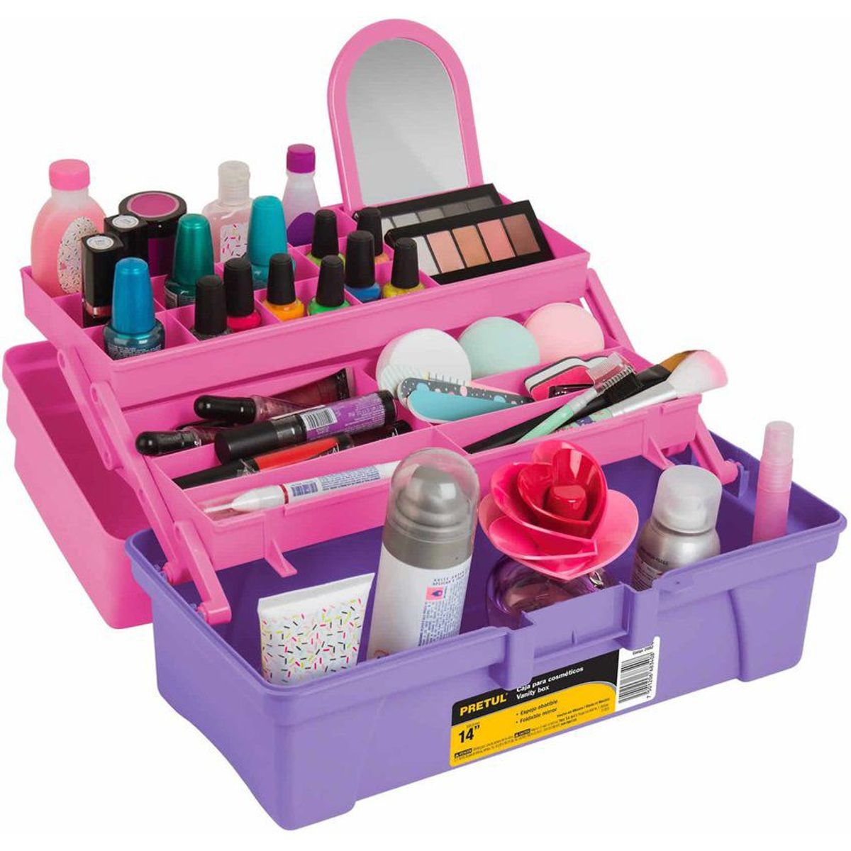 PRETUL - Caja De Esmaltes O Maquillaje De 36 Cm, 20 Compartimientos Pretul
