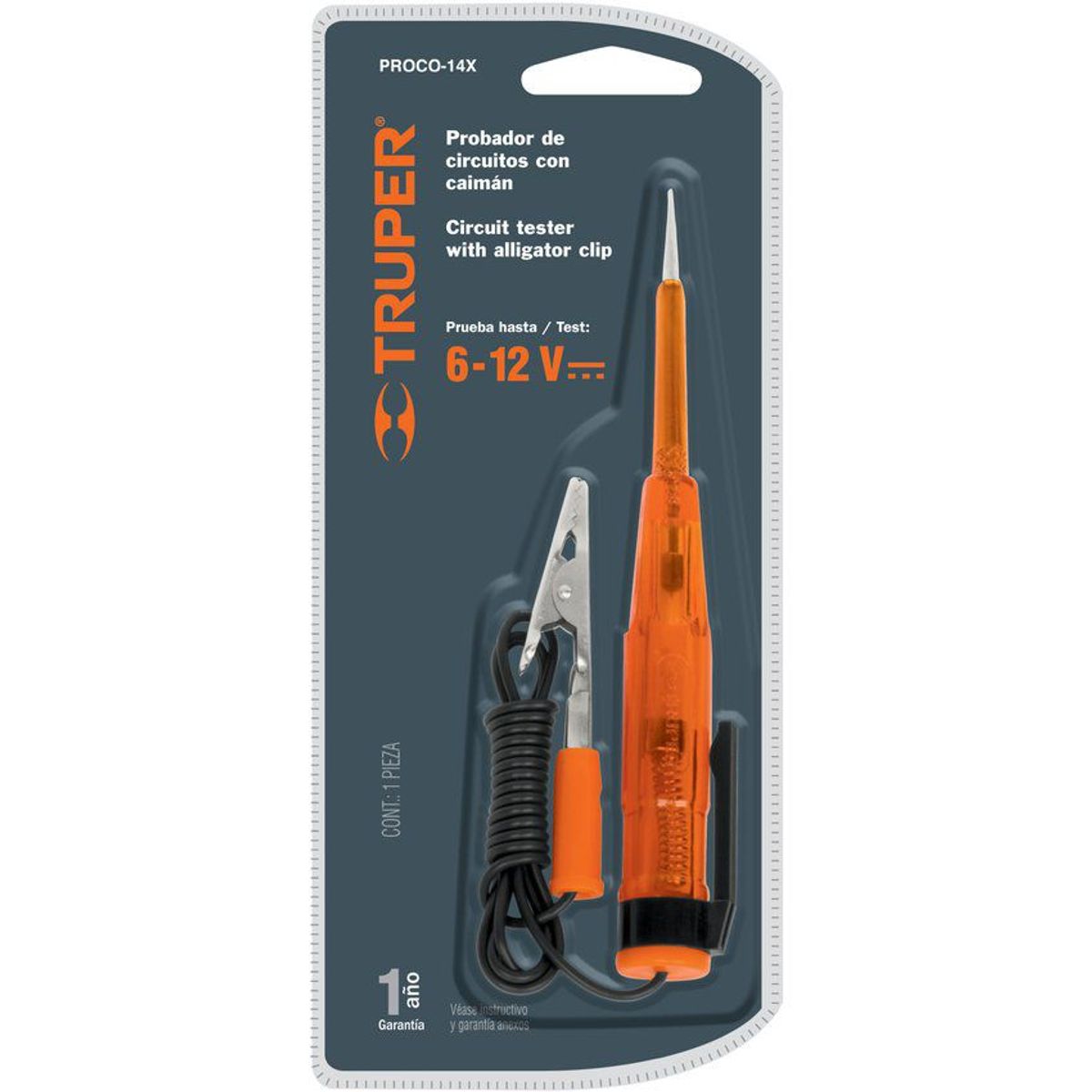 TRUPER - Tester De 14 Cm Tipo Esfero Con Caimán O Pinza De Medición Truper