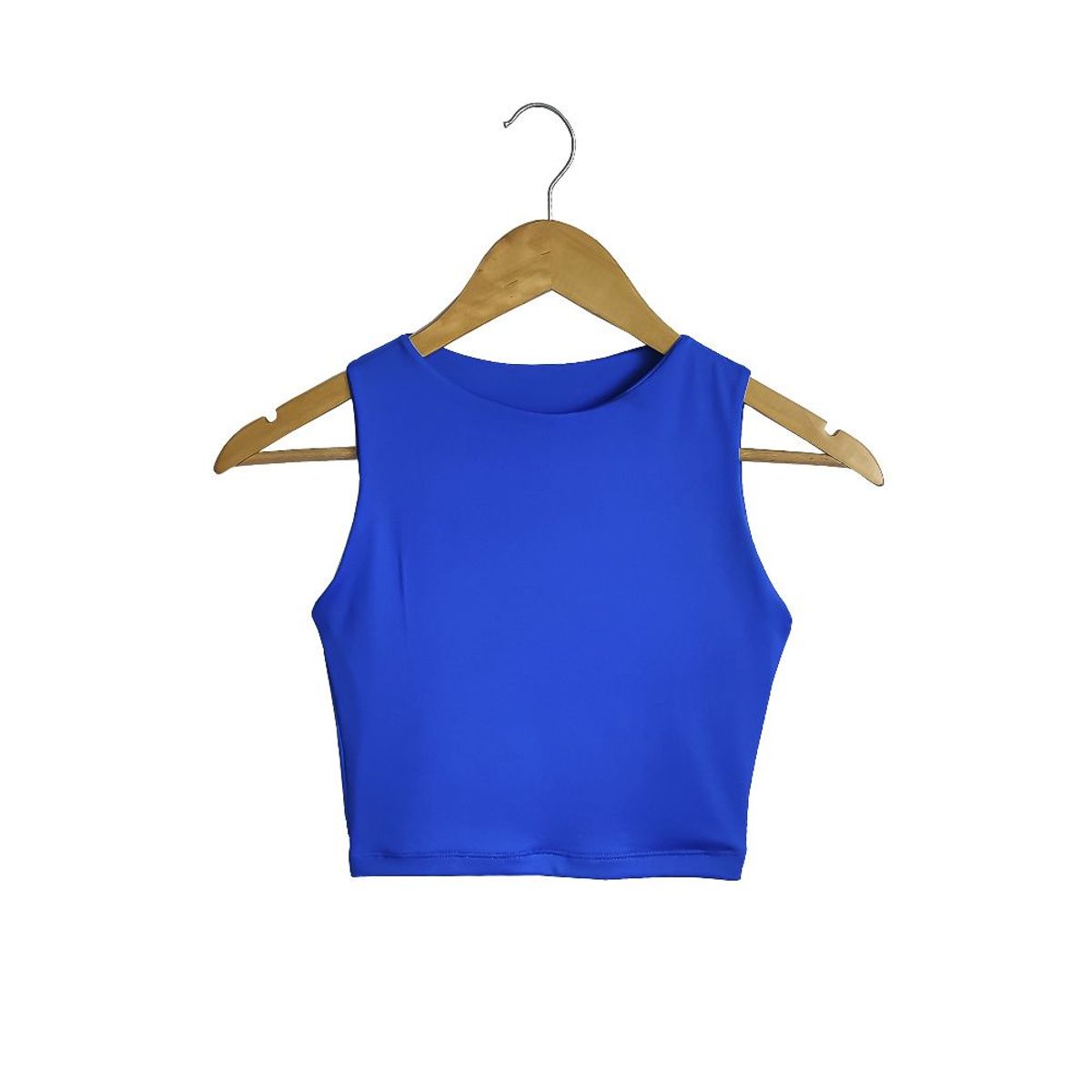 SYK - Blusa Crop Top Para Mujer Unicolor Licrado Azul