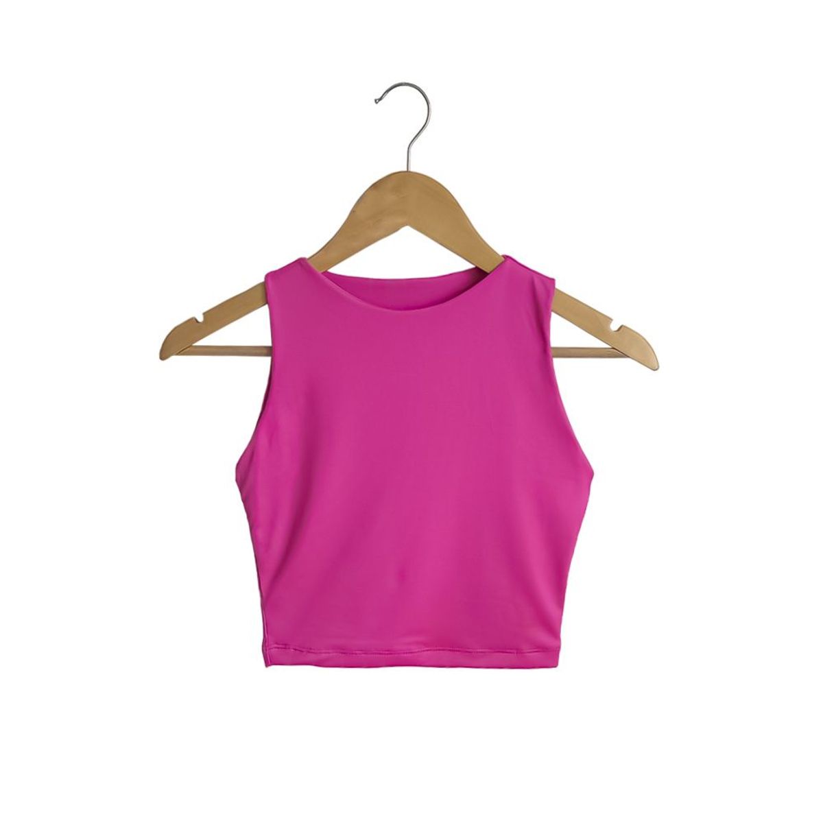 SYK - Blusa Crop Top Para Mujer Unicolor Licrado Fucsia