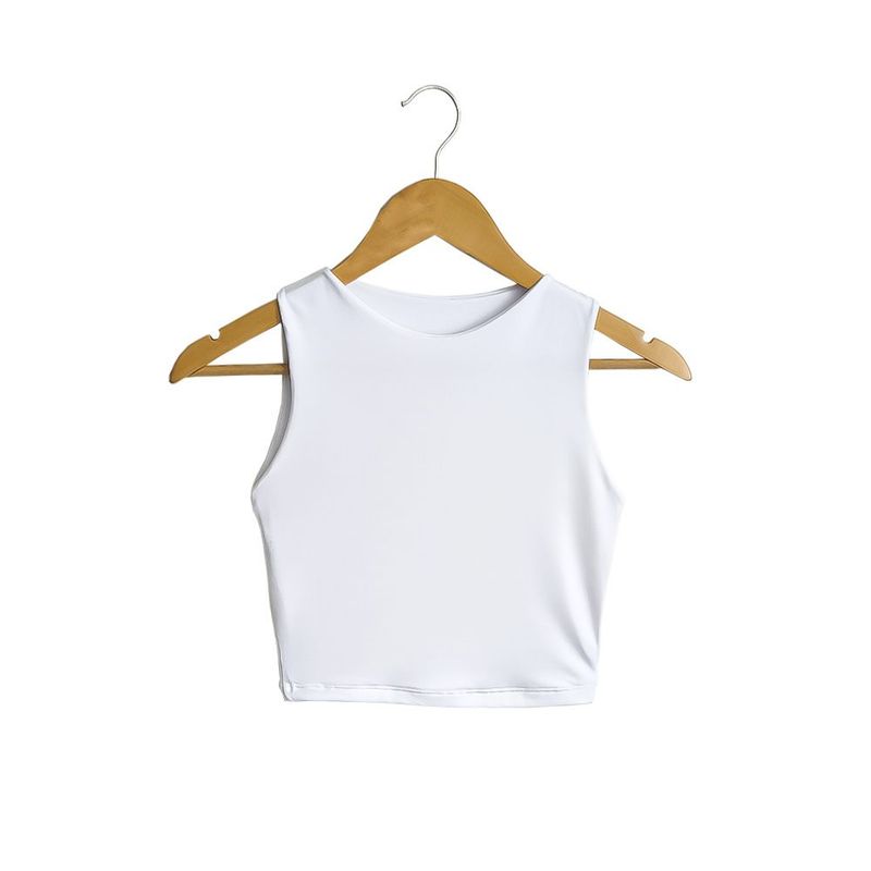 SYK - Blusa Crop Top Para Mujer Unicolor Licrado Blanco.
