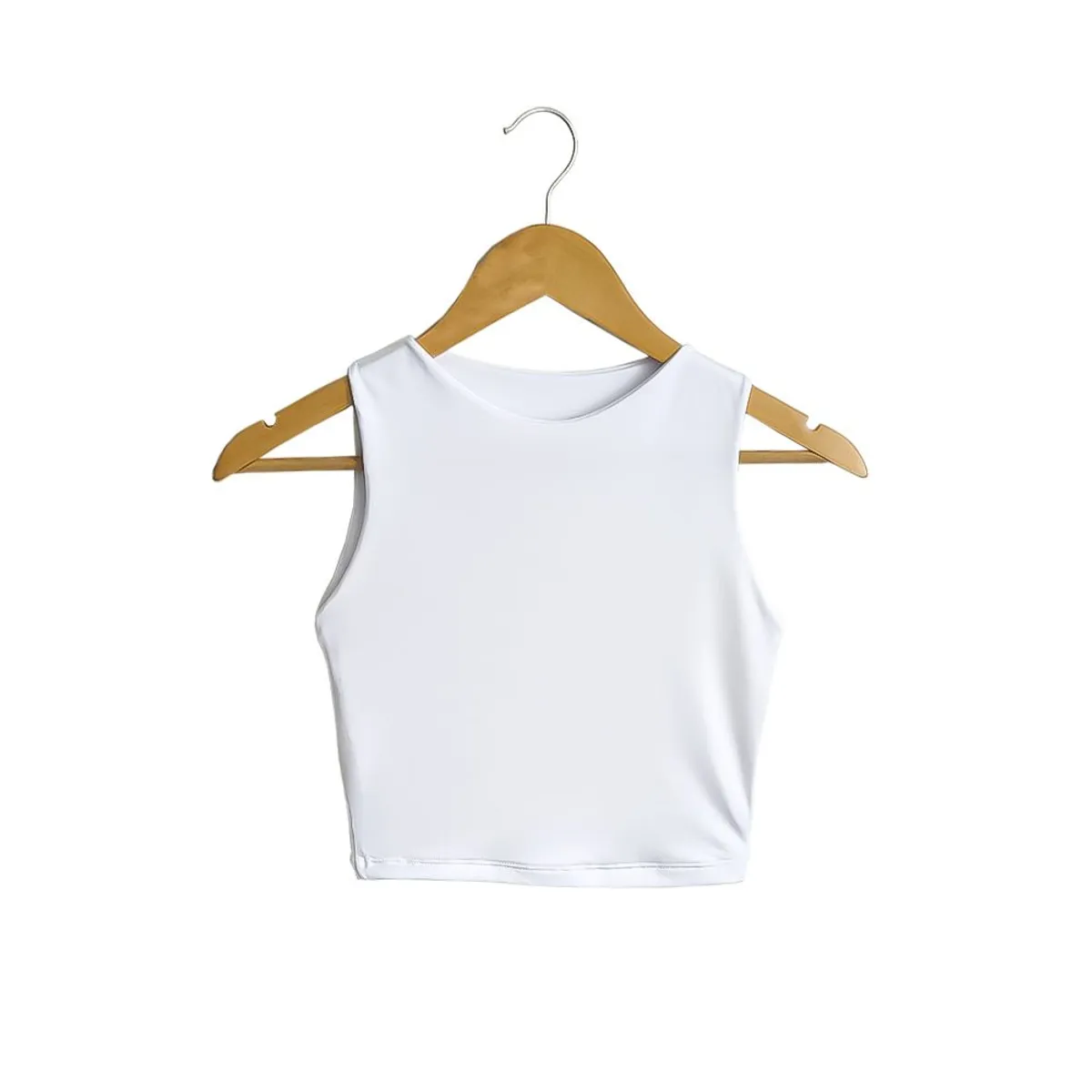 SYK - Blusa Crop Top Para Mujer Unicolor Licrado Blanco