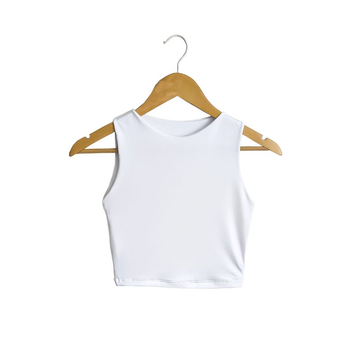 SYK - Blusa Crop Top Para Mujer Unicolor Licrado Blanco