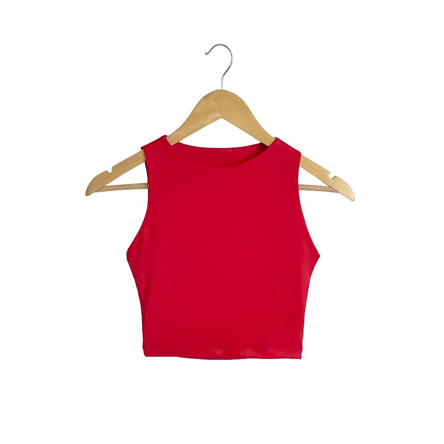 Blusa Crop Top Para Mujer Unicolor Licrado Rojo SYK