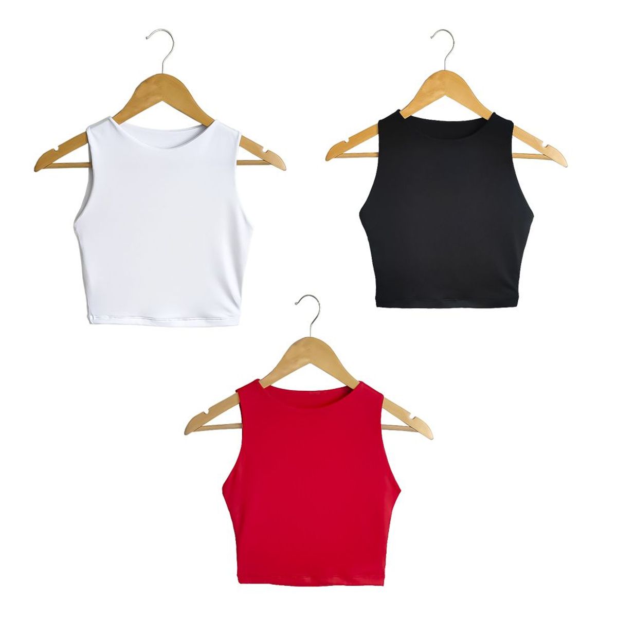 SYK - Combo X 3 und Blusa Crop Top Para Mujer Unicolor Licrado.