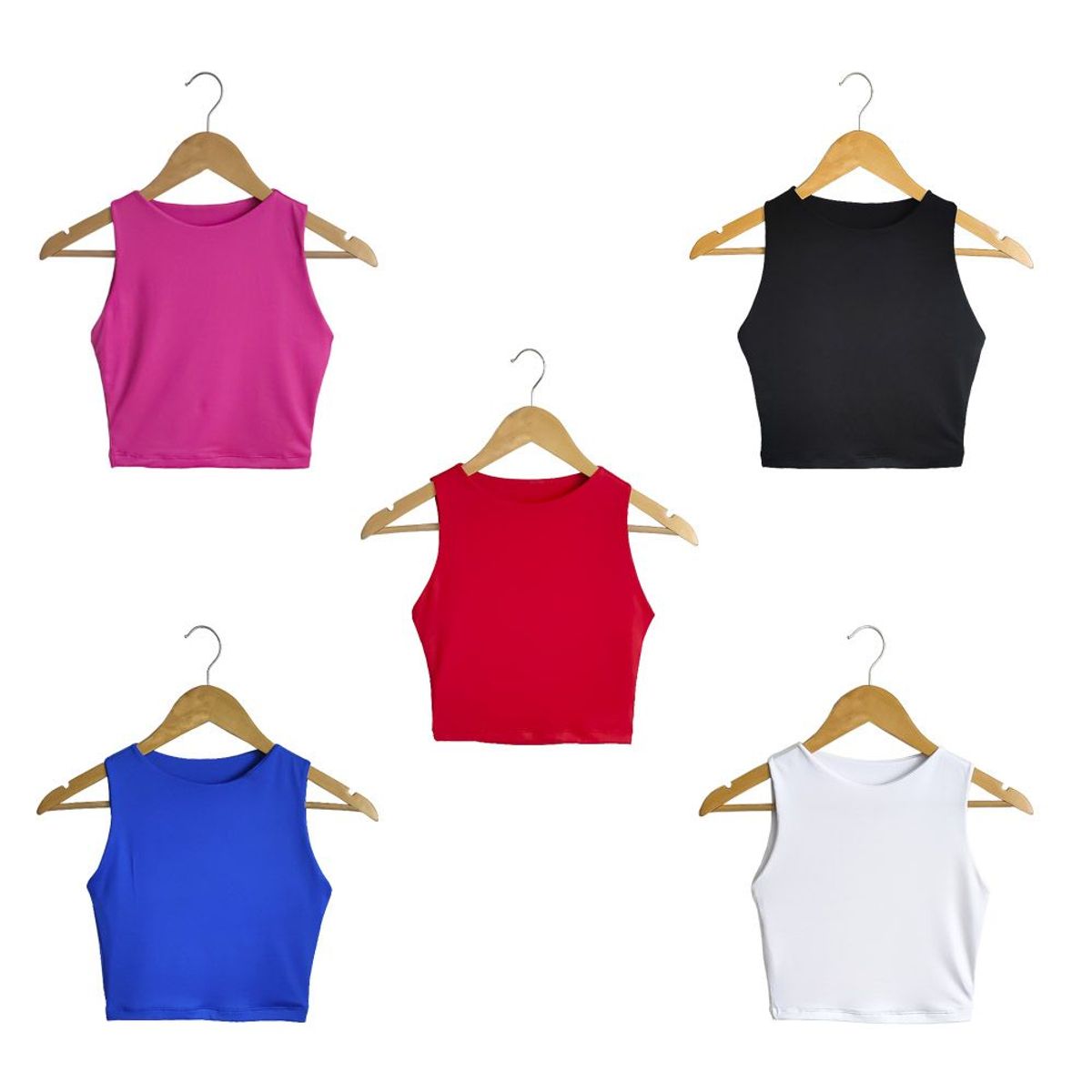 SYK - Blusa Crop Top Para Mujer Unicolor Licrado PACK X 5 UNID.