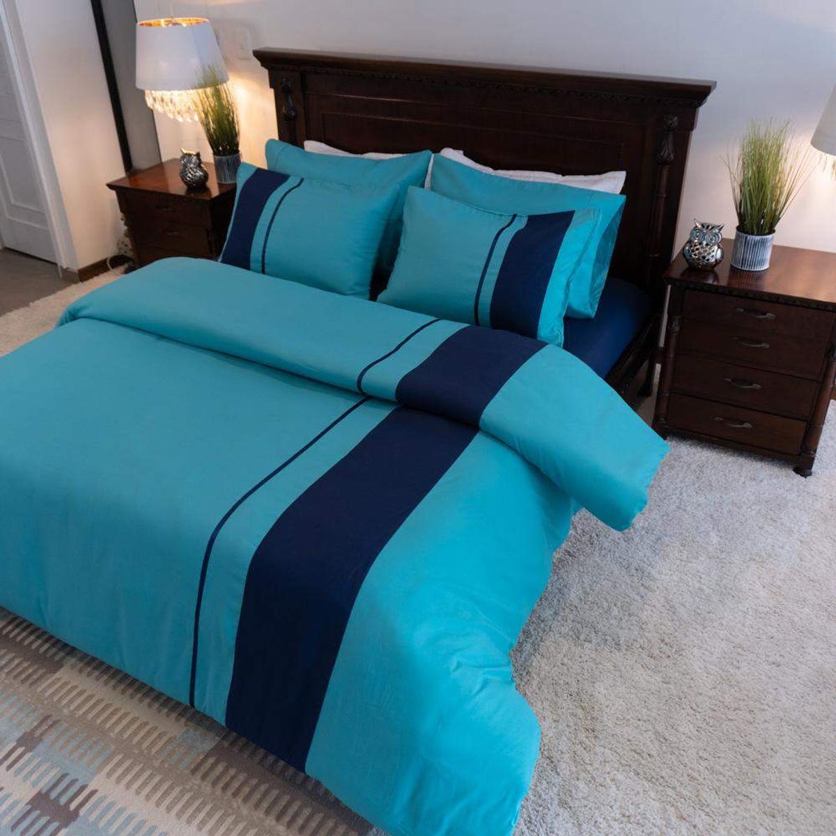 AMARE HOME - Set Duvet Cover Azul Agua - Colección Speranza King.
