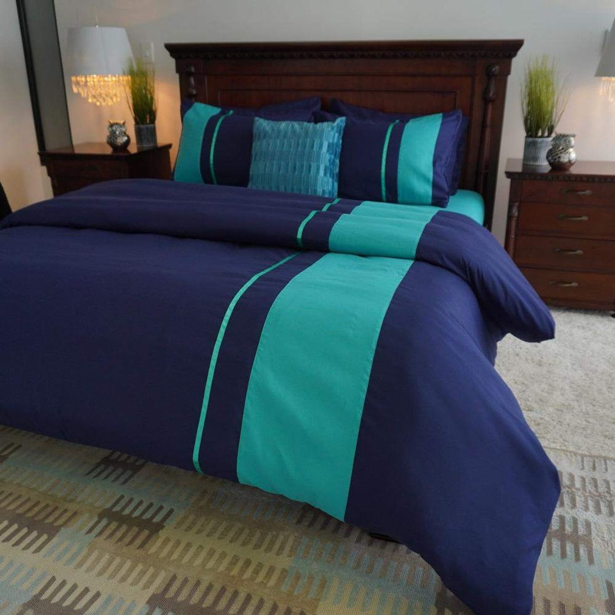 AMARE HOME - Set Duvet Cover Azul Zafiro - Colección Speranza Queen.