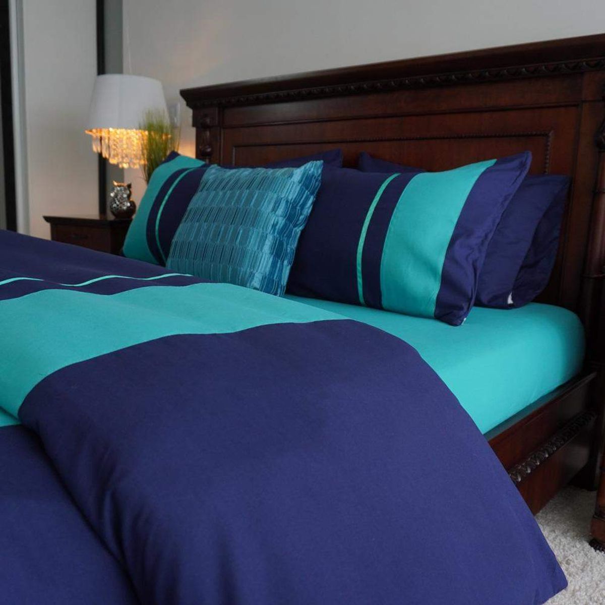 AMARE HOME - Set Duvet Cover Azul Zafiro - Colección Speranza Queen.