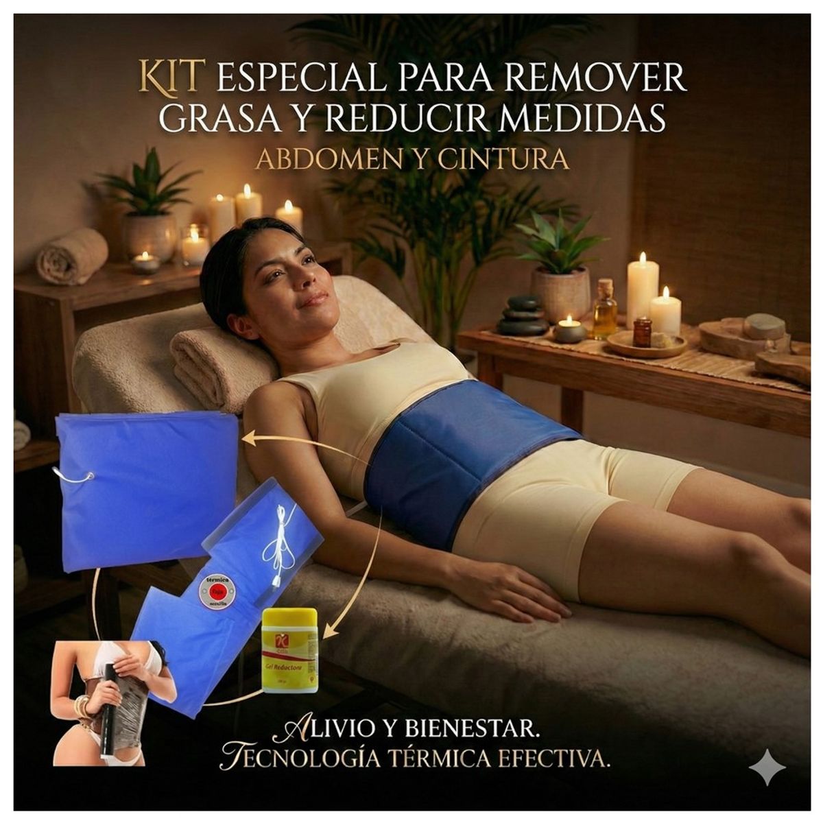 GENERICO - Faja Termica  Vibradora de conectar  (Kit Faja + Gel + Osmotico)