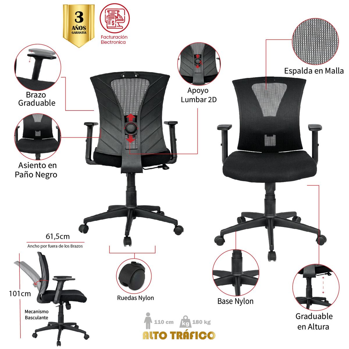 MUEBLESYA - Silla de Escritorio y Oficina Apartado Shanghai Confort Operativa