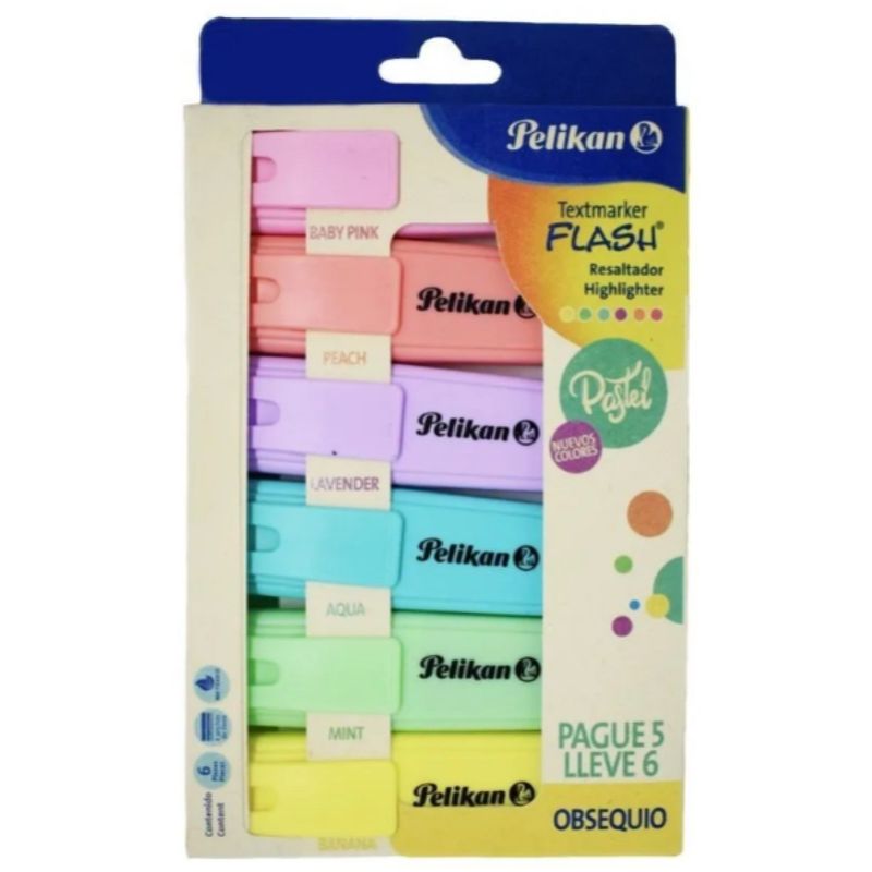 PELIKAN - Resaltador TextMaker FLASH PASTEL X 6 UNID. PELIKAN