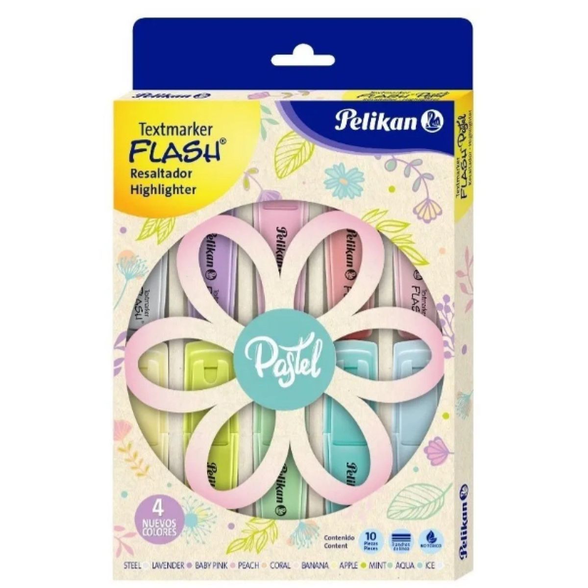 PELIKAN - Resaltador TextMaker FLASH PASTEL PETALOS X 10 UND. PELIKAN