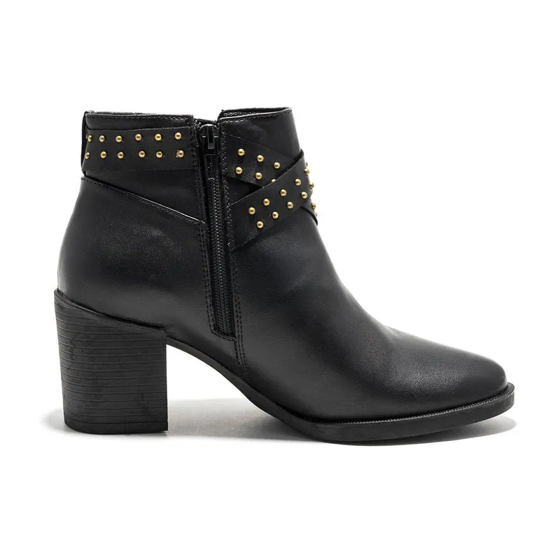 VIOLA - Botin  para mujer viola tacon medio naval negro