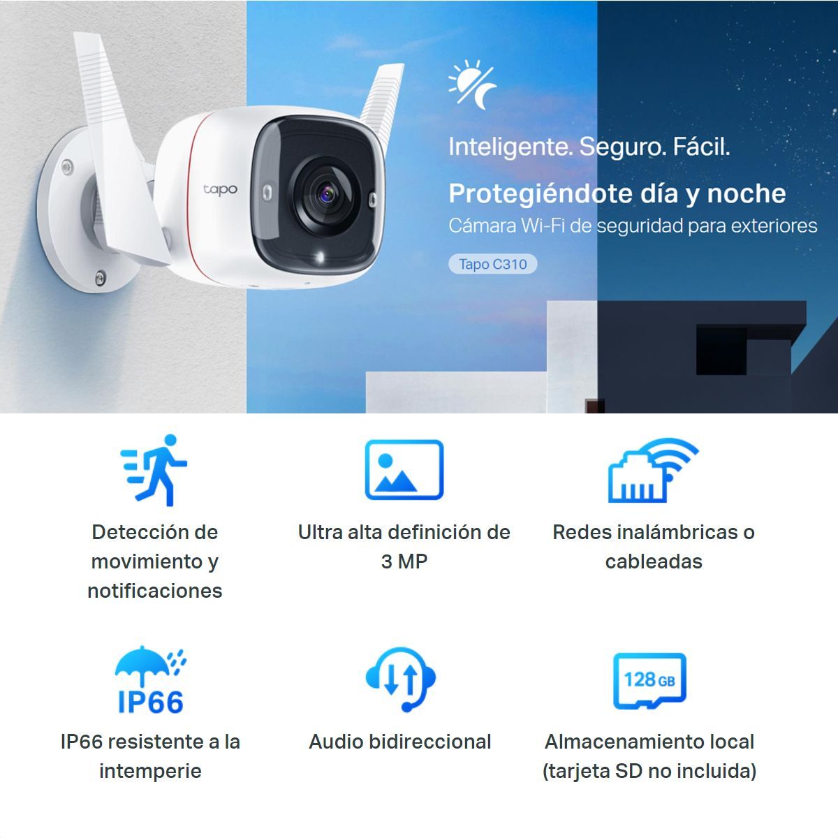 TP LINK - Cámara Ip Wifi Exterior Tp-link Tapo C310 Alarma 3mp Audio