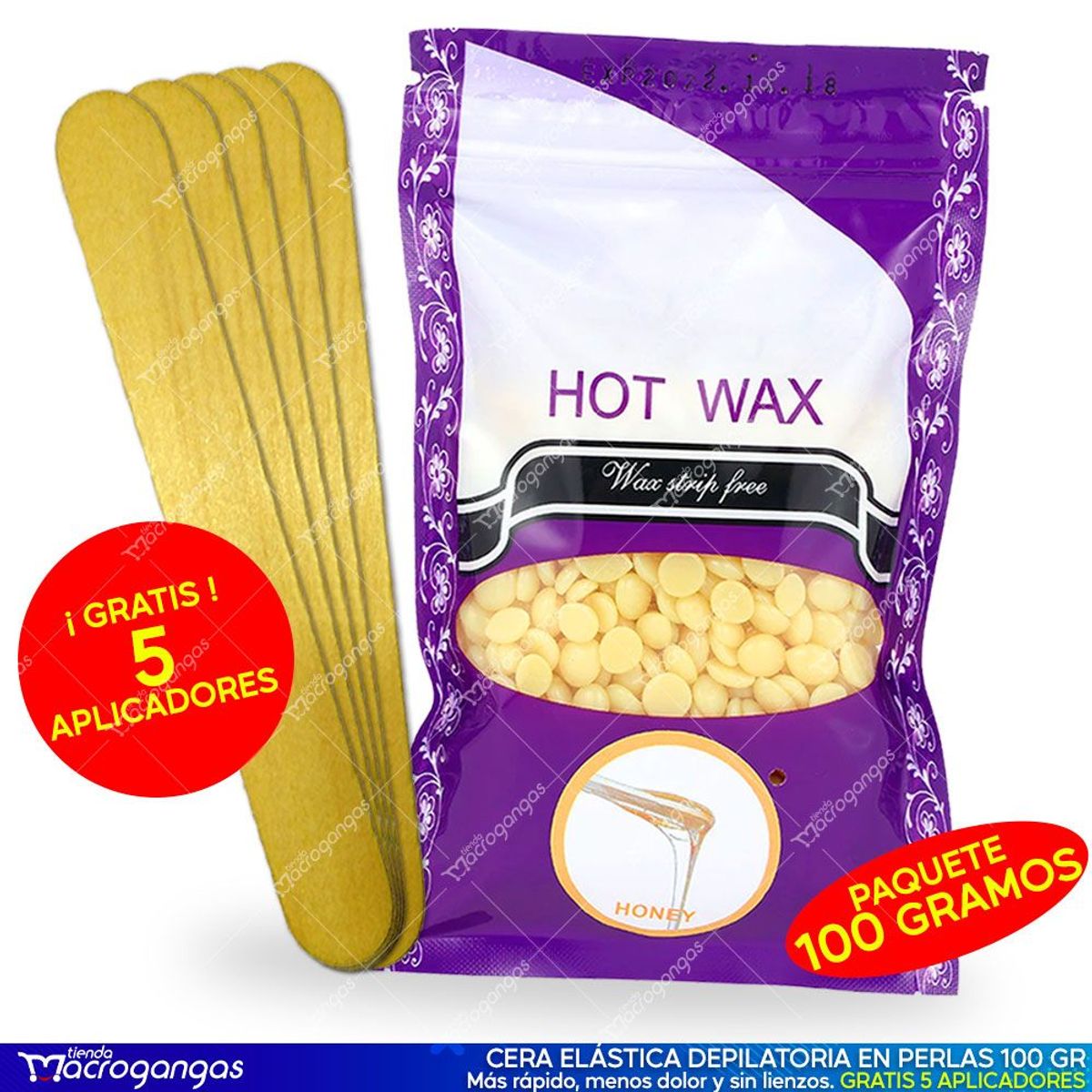 GENERICO - Cera Depilatoria Elástica Perlas Wax Beans 100gr