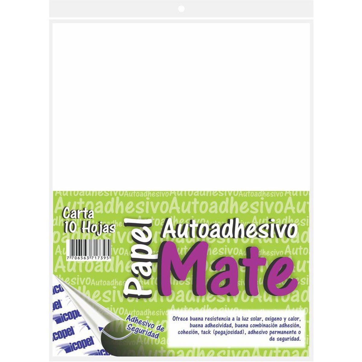 ICOPEL - Papel adhesivo mate bolsa carta - 10 hojas - 2 unidades