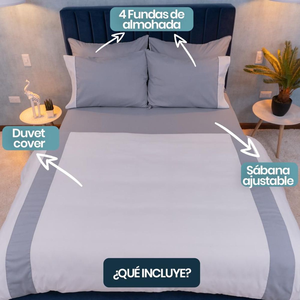 AMARE HOME - Set Duvet Cover White - Colección Joy Doble.
