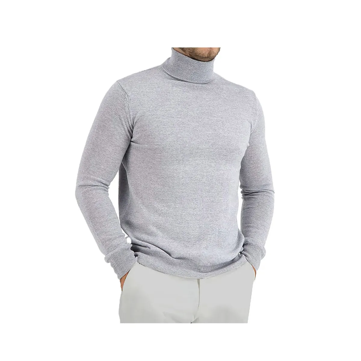 SYK - Buzo Cuello Tortuga Para Hombre Gris