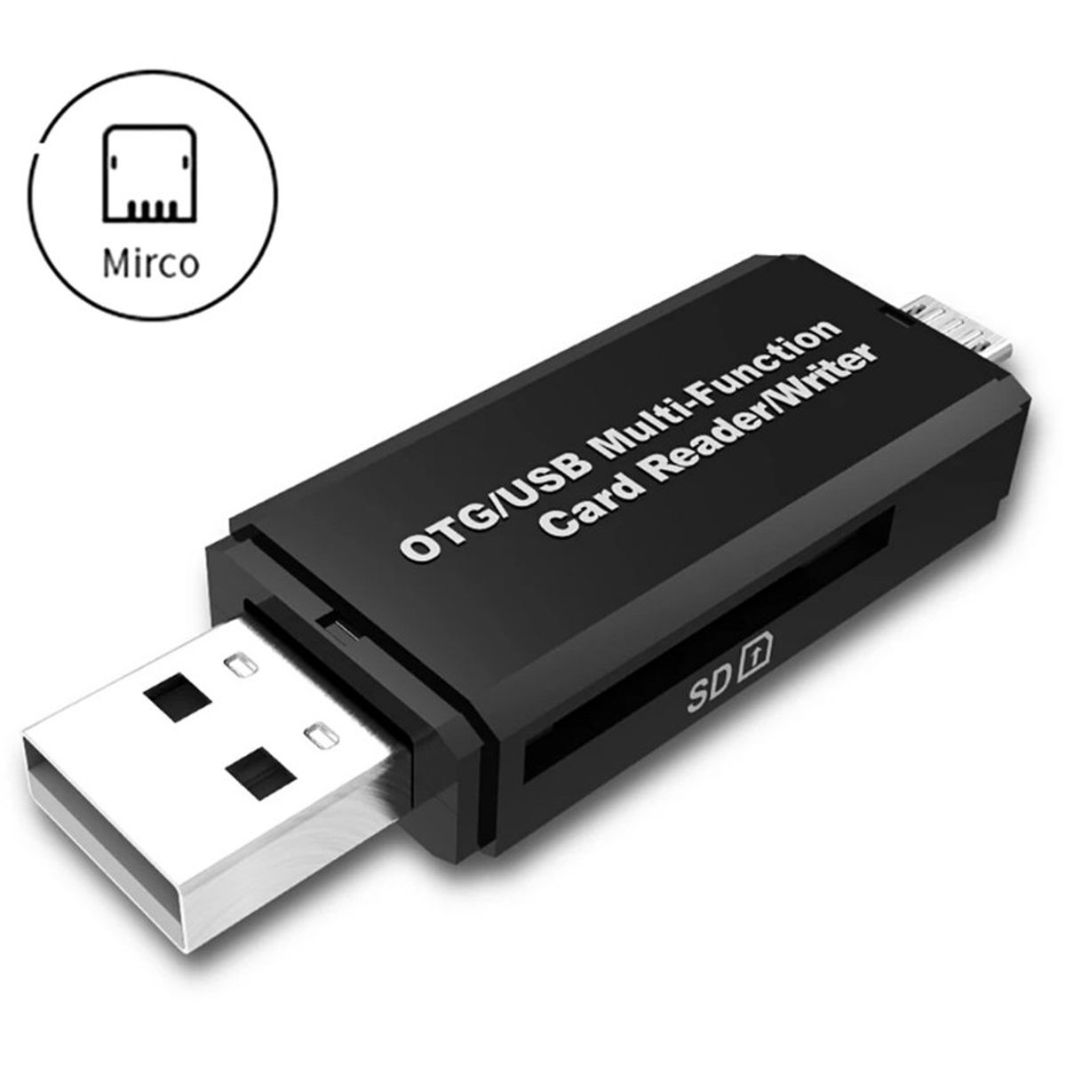 GENERICO - Lector de Memorias SD y Micro sd a USB - Negro