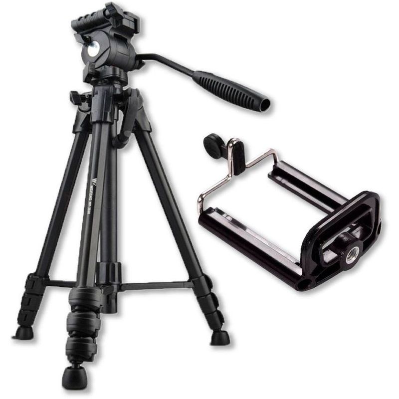 WEIFENG - Trípode cabeza fluida weifeng wf3958 con soporte para celular - negro