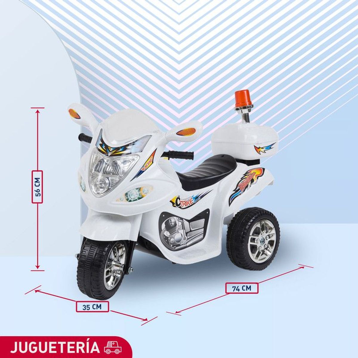 ROADMASTER - Trimoto Electrica Montable 1-5 Años Luces Musica Blanca